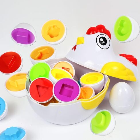 J-hong Matching Easter Eggs 12 PCS Educational Preschool Game, Color and Shape Recognition Skills, Learning Toy Gift for Toddler 1 2 3 Year Old in Kuwait