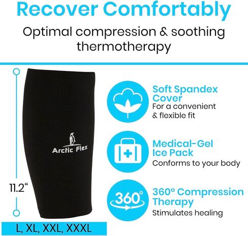 Arctic Flex Ice Sleeve for Knee, Elbow, Arm - Hot & Cold Freeze Pack Wrap for Tennis Pain Relief, Tendonitis - Gel Compression Brace for Injuries - Therapy Compress - Reusable, 360 Coverage in Kuwait