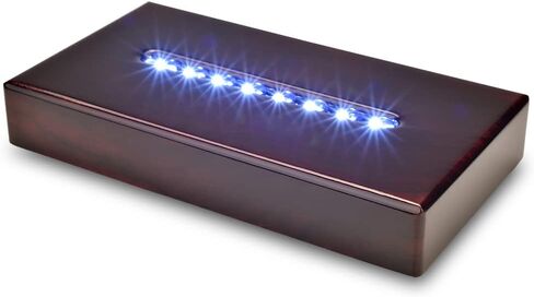 ASENTE 8 LED Light Stand Base - Rectangle Display Pedestal for 3D Crystal Glass Art - AC/USB Operated - Lighted Mirror Box for Centerpieces (Cherry Wood Veneer) in Kuwait