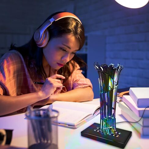 ASENTE 8 LED Light Stand Base - Rectangle Display Pedestal for 3D Crystal Glass Art - AC/USB Operated - Lighted Mirror Box for Centerpieces (Cherry Wood Veneer) in Kuwait