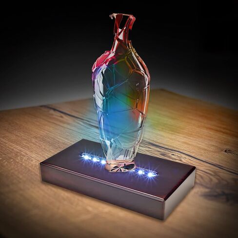 ASENTE 8 LED Light Stand Base - Rectangle Display Pedestal for 3D Crystal Glass Art - AC/USB Operated - Lighted Mirror Box for Centerpieces (Cherry Wood Veneer) in Kuwait