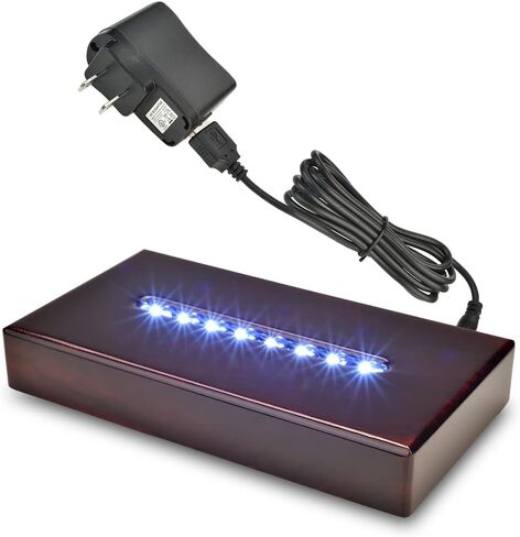 ASENTE 8 LED Light Stand Base - Rectangle Display Pedestal for 3D Crystal Glass Art - AC/USB Operated - Lighted Mirror Box for Centerpieces (Cherry Wood Veneer) in Kuwait