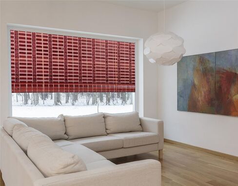 ستائر نوافذ من الخيزران الطبيعي من آسيان هوم، ستائر للشمس باللون العنابي WB-SUN319 (W72 X H72) in Kuwait