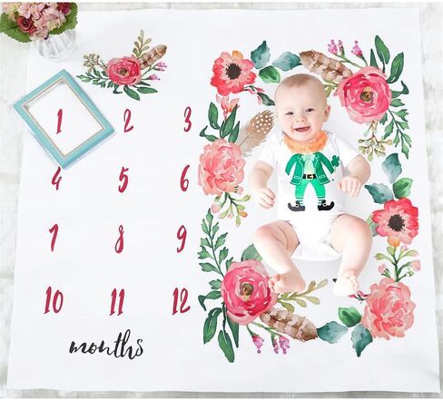 Citihomy Baby Girl الشهرية Milestone بطانية حديثي الولادة صور الدعائم يطلق خلفية شخصية الزهور الحمراء أزياء الأطفال التصوير الفوتوغرافي ينمو الأطفال الصغار بطانية قماط in Kuwait