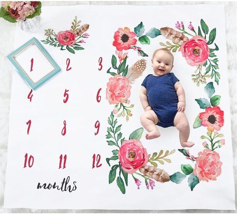 Citihomy Baby Girl الشهرية Milestone بطانية حديثي الولادة صور الدعائم يطلق خلفية شخصية الزهور الحمراء أزياء الأطفال التصوير الفوتوغرافي ينمو الأطفال الصغار بطانية قماط in Kuwait