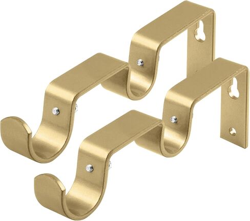 KAMANINA Double Curtain Rod Bracket 2 Pack, Warm Gold-New in Kuwait