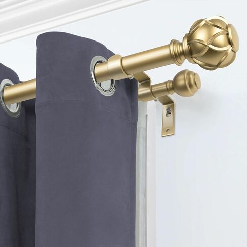 KAMANINA Double Curtain Rod Bracket 2 Pack, Warm Gold-New in Kuwait