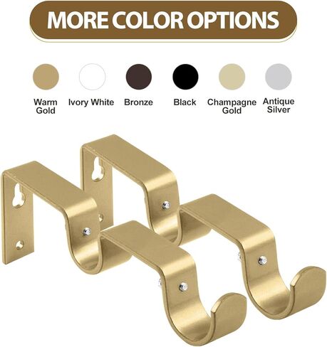 KAMANINA Double Curtain Rod Bracket 2 Pack, Warm Gold-New in Kuwait