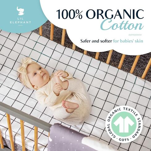 Lil Elephant Crib Bedding Set for Boys & Girls – Zero-Chemical Cotton Boho Crib Bedding Set for Boys & Girls – Baby Comforter, Crib Sheet & Crib Skirt – Baby & Toddler Bedding Set in Saudi Arabia
