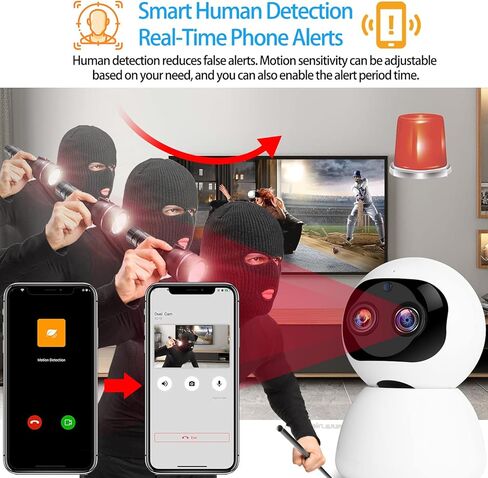 كاميرا واي فاي، كاميرات مراقبة Bextgoo 1080P داخلية مع عدسة مزدوجة، لسان / تكبير، كاميرا IP مع كشف الحركة، مراقبة كاميرا واي فاي للحيوانات/المسن/الكلب/الطفل، تتبع تلقائي، رؤية ليلية in Kuwait