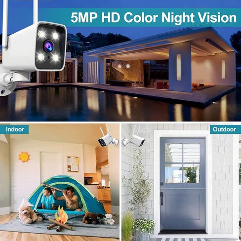 5MP Wireless Security Camera Outdoor - AI Auto Tracking Home WiFi Camera with Two Way Talk, PTZ, Color Night Vision, 24/7 Recording Monitor System for Indoor Outdoor Surveillance in Kuwait