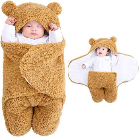 Newborn Baby Swaddle Blanket, Baby Hooded Swaddle, Receiving Blanket Sleeping Bag,for Aged 0-3 or 3-6 Months (Blue, 0-3 Months) in Saudi Arabia