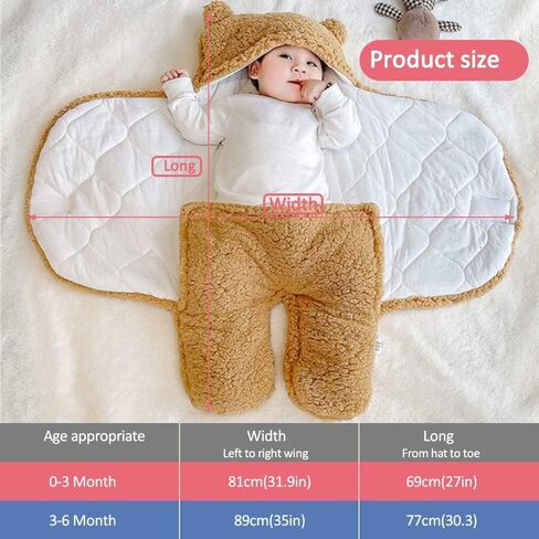 Newborn Baby Swaddle Blanket, Baby Hooded Swaddle, Receiving Blanket Sleeping Bag,for Aged 0-3 or 3-6 Months (Blue, 0-3 Months) in Saudi Arabia