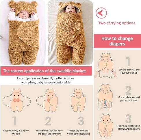 Newborn Baby Swaddle Blanket, Baby Hooded Swaddle, Receiving Blanket Sleeping Bag,for Aged 0-3 or 3-6 Months (Blue, 0-3 Months) in Saudi Arabia