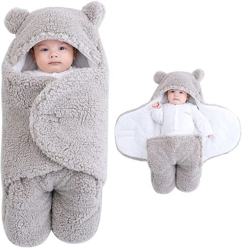 Newborn Baby Swaddle Blanket, Baby Hooded Swaddle, Receiving Blanket Sleeping Bag,for Aged 0-3 or 3-6 Months (Blue, 0-3 Months) in Saudi Arabia