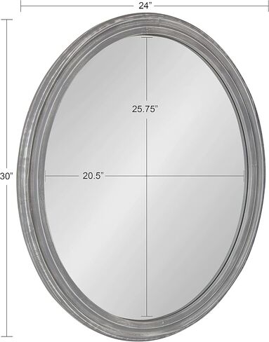 Kate and Laurel Mansell Farmhouse Oval Wood Framed Wall Mirror, 24 x 30, Rustic Gray, Decorative Modern Mirror for Wall in Saudi Arabia