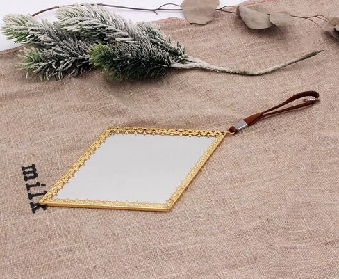 مرآة حائط مزخرفة مقاس 8 × 5 بوصة من Funerom، مرآة ديكور صغيرة على شكل ألماس ذهبي in Kuwait