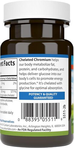 Carlson Chelated Chromium 200 mcg Superior Absorption - Healthy Metabolism Energy Production & Optimal Wellness - 300 Tablets in Saudi Arabia