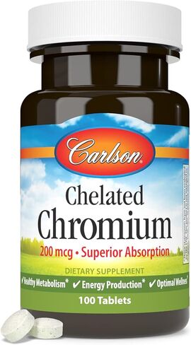Carlson Chelated Chromium 200 mcg Superior Absorption - Healthy Metabolism Energy Production & Optimal Wellness - 300 Tablets in Saudi Arabia