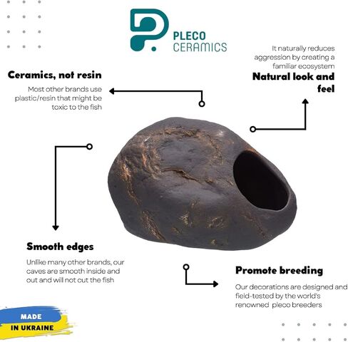 Plecoceramics Cichlid Stone Magma Decoration - Large Aquarium Rock - Fish Tank Hideaway Decor for Cichlids in Saudi Arabia