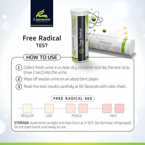 Free Radical Test Strips (30 Pack): Test The Adequacy of antioxidants in Your Body: High Free Radicals Indicate Low Antioxidants. Low Free Radicals Fight Cell Damage, and Slow Down Aging. in Kuwait