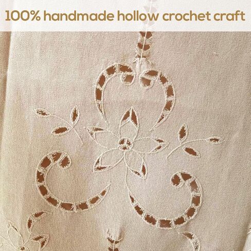 ZHH ستارة دانتيل كروشيه مصنوعة يدويًا ستارة نافذة قطنية مع شرابات ستارة زهرة مجوفة لباب غرفة نوم المطبخ والمقهى (لوحة واحدة، عرض 27 بوصة × ارتفاع 59 بوصة)، أبيض in Kuwait