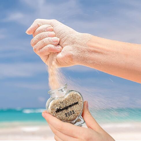 Honeymoon Sand Keepsake Jar - Honeymoon Gifts for Newlyweds Couple,Wedding,Engagement Vacation Travel - Wedding Gifts for Couple with Unique Romantic (HEART SHAPED JAR) in Saudi Arabia