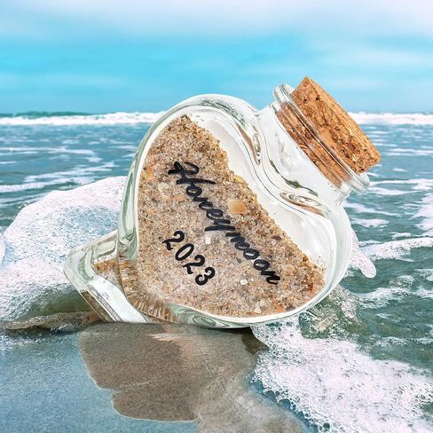 Honeymoon Sand Keepsake Jar - Honeymoon Gifts for Newlyweds Couple,Wedding,Engagement Vacation Travel - Wedding Gifts for Couple with Unique Romantic (HEART SHAPED JAR) in Saudi Arabia