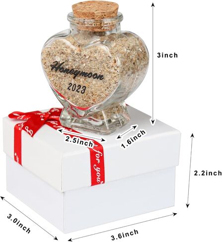 Honeymoon Sand Keepsake Jar - Honeymoon Gifts for Newlyweds Couple,Wedding,Engagement Vacation Travel - Wedding Gifts for Couple with Unique Romantic (HEART SHAPED JAR) in Saudi Arabia