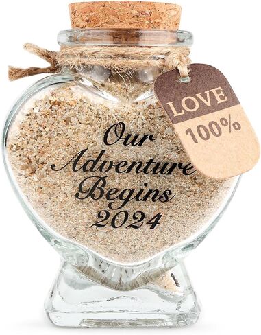 Honeymoon Sand Keepsake Jar - Honeymoon Gifts for Newlyweds Couple,Wedding,Engagement Vacation Travel - Wedding Gifts for Couple with Unique Romantic (HEART SHAPED JAR) in Saudi Arabia
