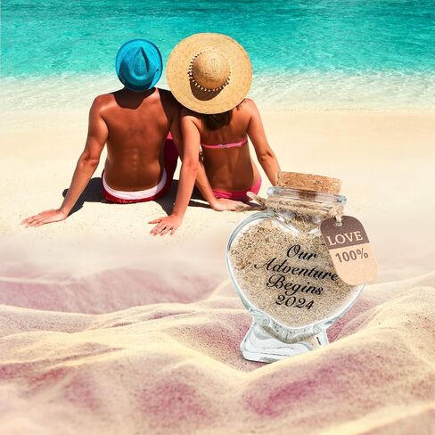 Honeymoon Sand Keepsake Jar - Honeymoon Gifts for Newlyweds Couple,Wedding,Engagement Vacation Travel - Wedding Gifts for Couple with Unique Romantic (HEART SHAPED JAR) in Saudi Arabia