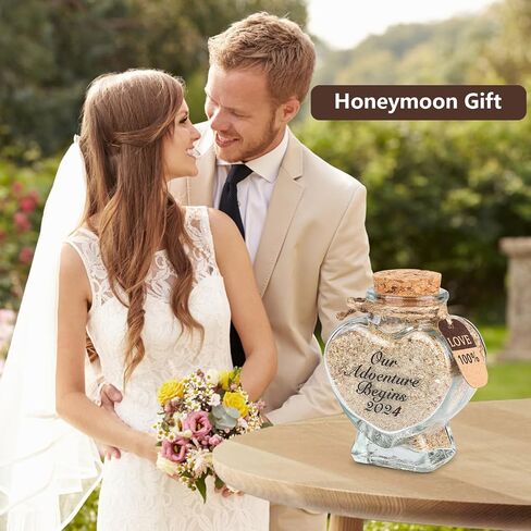 Honeymoon Sand Keepsake Jar - Honeymoon Gifts for Newlyweds Couple,Wedding,Engagement Vacation Travel - Wedding Gifts for Couple with Unique Romantic (HEART SHAPED JAR) in Saudi Arabia
