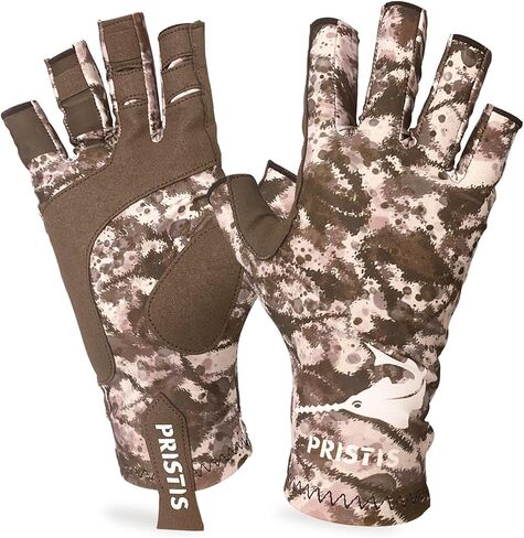 Pristis UPF 50+ Fishing Fingerless Gloves, Breathable Water/Jungle CAMO | UV Protection Thin Half-finger Sun Gloves for Men Women Boys Kids Kayaking Paddling Hiking Sailing Canoeing Saltwater in Kuwait