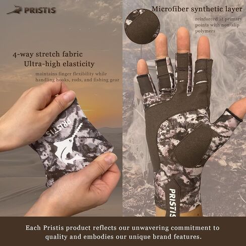 Pristis UPF 50+ Fishing Fingerless Gloves, Breathable Water/Jungle CAMO | UV Protection Thin Half-finger Sun Gloves for Men Women Boys Kids Kayaking Paddling Hiking Sailing Canoeing Saltwater in Kuwait