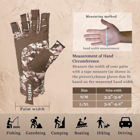 Pristis UPF 50+ Fishing Fingerless Gloves, Breathable Water/Jungle CAMO | UV Protection Thin Half-finger Sun Gloves for Men Women Boys Kids Kayaking Paddling Hiking Sailing Canoeing Saltwater in Kuwait