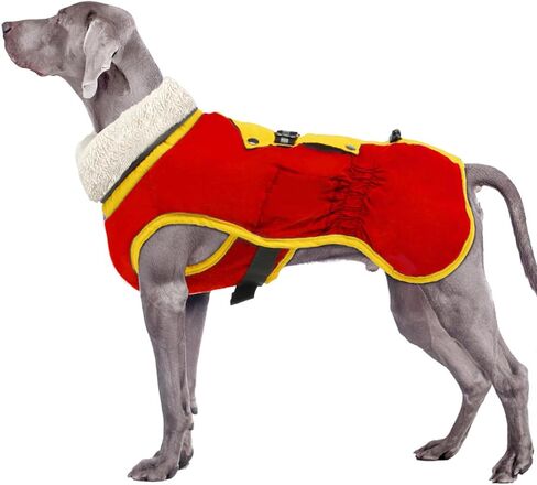 EMUST Dog Winter Coat, Thick Fleece Lining Warm Dog Jacket for Winter, Windproof Reflective Turtleneck Dog Cold Weather Coats with Leash Hole, Warm Dog Snow Jackets Vest for Medium Dogs, Blue M in Kuwait