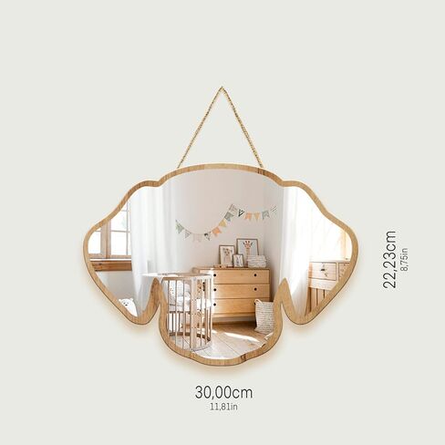 Sinco Acrylic Decorative Natural Wood Framed Dog Shaped Wall Mirror Decor for Nursery Kids Room 11.81" x 8.75" x 0.2'' Thick Framed Fogless Mirror in Kuwait
