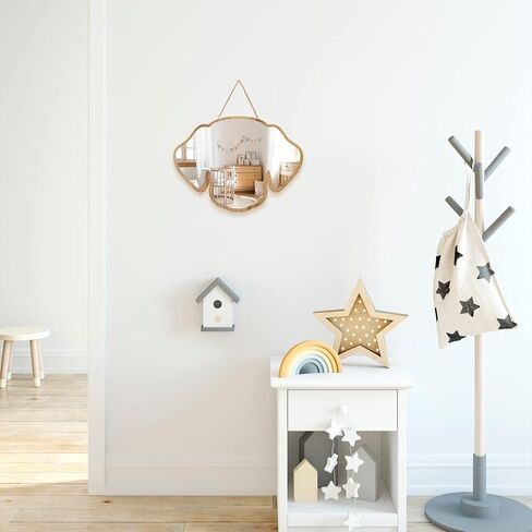 Sinco Acrylic Decorative Natural Wood Framed Dog Shaped Wall Mirror Decor for Nursery Kids Room 11.81" x 8.75" x 0.2'' Thick Framed Fogless Mirror in Kuwait