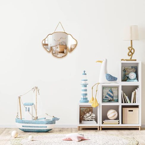 Sinco Acrylic Decorative Natural Wood Framed Dog Shaped Wall Mirror Decor for Nursery Kids Room 11.81" x 8.75" x 0.2'' Thick Framed Fogless Mirror in Kuwait