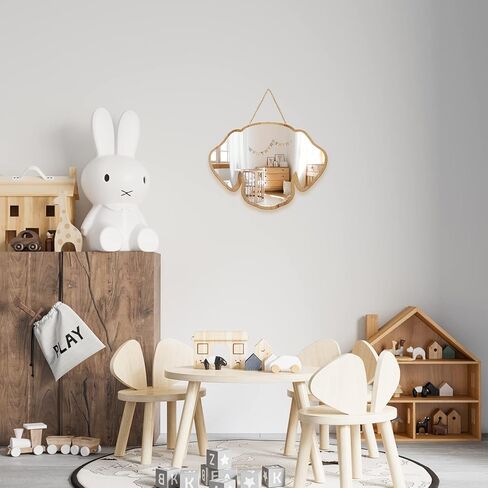 Sinco Acrylic Decorative Natural Wood Framed Dog Shaped Wall Mirror Decor for Nursery Kids Room 11.81" x 8.75" x 0.2'' Thick Framed Fogless Mirror in Kuwait