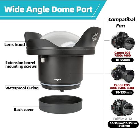 Seafrogs Wide Angle Dome Port Rechangeable housing Fisheye Wide Angle housing Lens for Seafrogs Waterproof Camera Case (WA005-F) in Kuwait