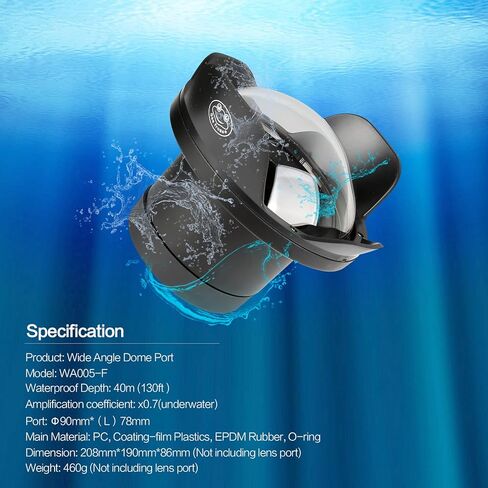 Seafrogs Wide Angle Dome Port Rechangeable housing Fisheye Wide Angle housing Lens for Seafrogs Waterproof Camera Case (WA005-F) in Kuwait