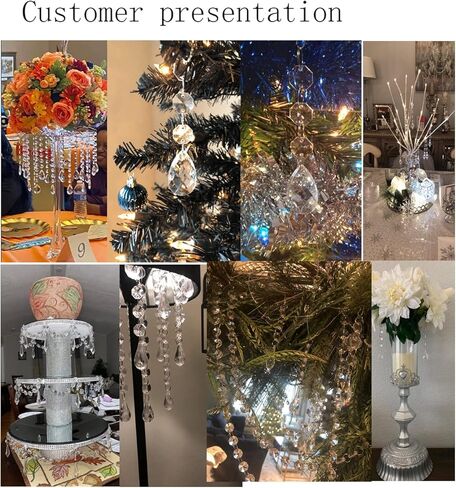 60 PCS Clear Acrylic Crystal Beads for Christmas Ornaments Tree Decorations Garland Chandelier Hanging Wedding Party Celebration Decor (Leaf) in Saudi Arabia