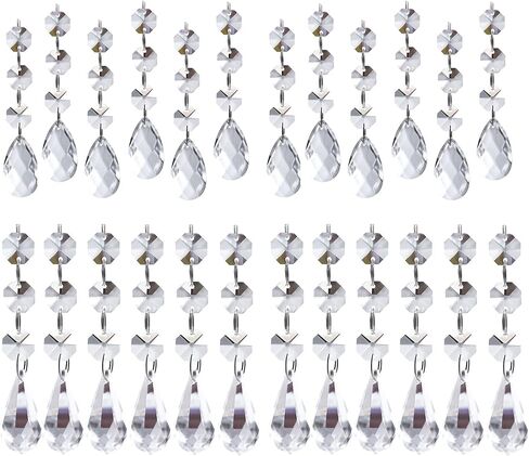 60 PCS Clear Acrylic Crystal Beads for Christmas Ornaments Tree Decorations Garland Chandelier Hanging Wedding Party Celebration Decor (Leaf) in Saudi Arabia