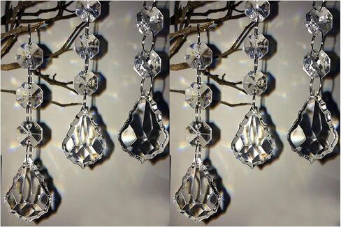60 PCS Clear Acrylic Crystal Beads for Christmas Ornaments Tree Decorations Garland Chandelier Hanging Wedding Party Celebration Decor (Leaf) in Saudi Arabia