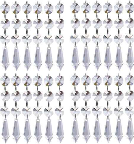 60 PCS Clear Acrylic Crystal Beads for Christmas Ornaments Tree Decorations Garland Chandelier Hanging Wedding Party Celebration Decor (Leaf) in Saudi Arabia