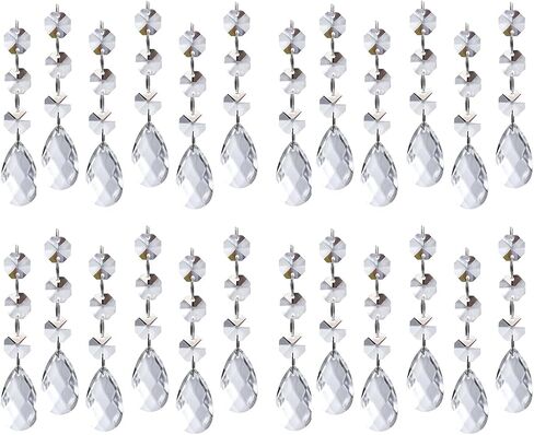 60 PCS Clear Acrylic Crystal Beads for Christmas Ornaments Tree Decorations Garland Chandelier Hanging Wedding Party Celebration Decor (Leaf) in Saudi Arabia