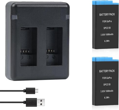 بطاريات REYTRIC مُحدثة مكونة من عبوتين لكاميرا GoPro Max 360 مع شاحن USB ثنائي القناة متوافق مع GoPro Max 360 ACDBD-001، بطارية ACBAT-001 in Kuwait