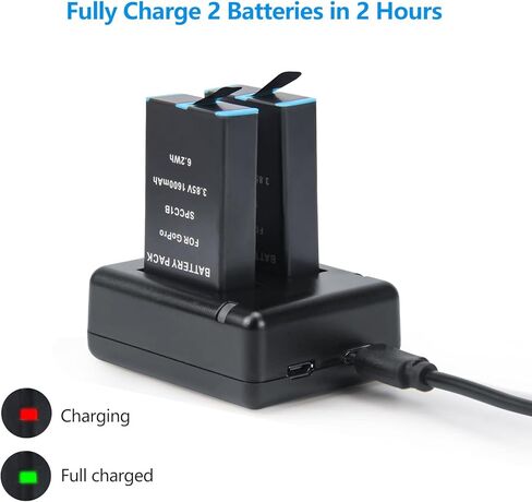 بطاريات REYTRIC مُحدثة مكونة من عبوتين لكاميرا GoPro Max 360 مع شاحن USB ثنائي القناة متوافق مع GoPro Max 360 ACDBD-001، بطارية ACBAT-001 in Kuwait