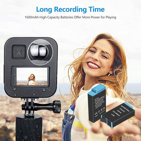 بطاريات REYTRIC مُحدثة مكونة من عبوتين لكاميرا GoPro Max 360 مع شاحن USB ثنائي القناة متوافق مع GoPro Max 360 ACDBD-001، بطارية ACBAT-001 in Kuwait